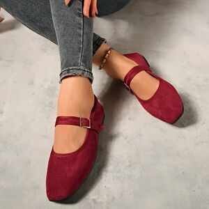 🐎NEW! Burgundy Red Mary Jane Flats Sz 6.5
